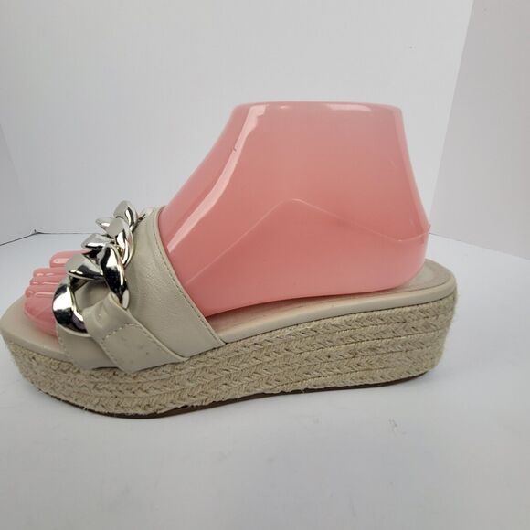 Anne Klein Nomad Chunky Chain Beige Platform Espadrille Size 8 M - Picture 5 of 15